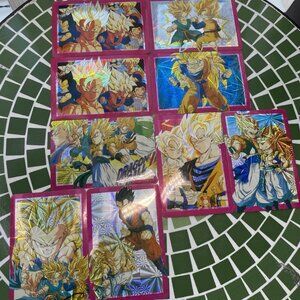 Vintage 1990s Dragon Ball Z Holographic Foil Cards Lot of 9 DBZ Anime